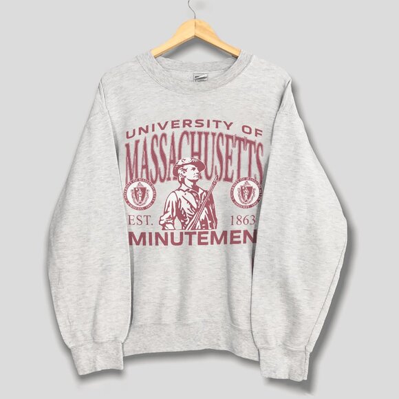 1990 University of Massachusetts Minutemen Sweatshirt, UMass Minutemen Football - Picture 1 of 2